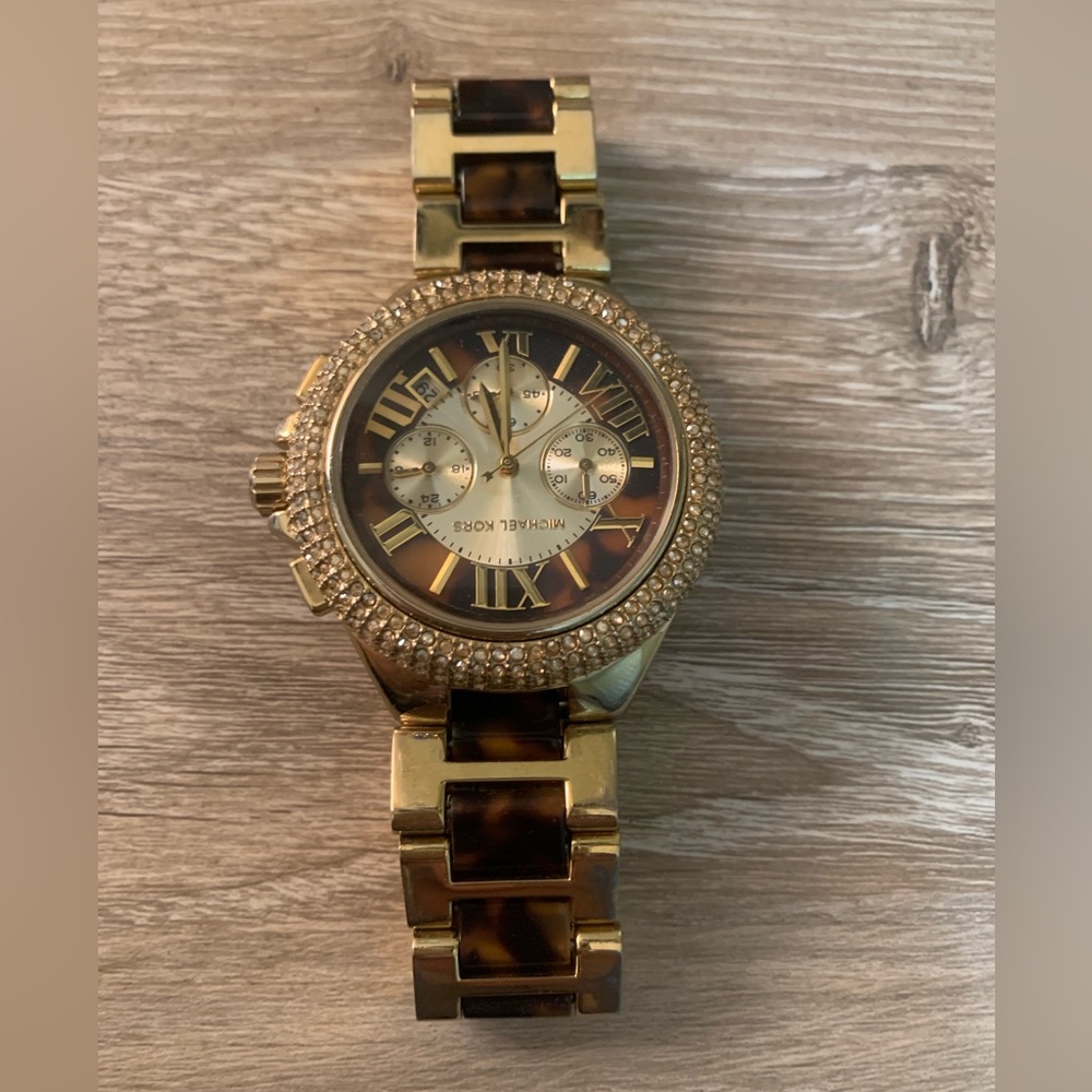 Michael Kors Gold with Rhinestones and Tortoise Shell